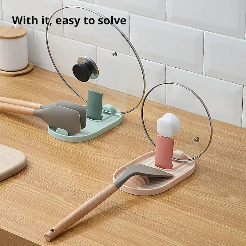 1 pz verde/rosa/Bule/rosa Silicone stile nordico coperchio pentola pala Rack di stoccaggio pratico multifunzionale cucina fornitura antiscivolo 1