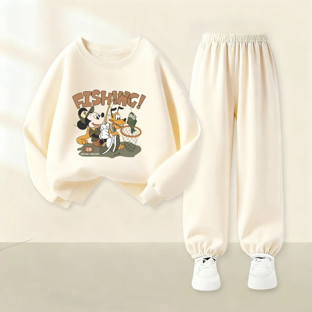 Boutique Abbigliamento per bambini Completi con cappuccio Girocollo Cartoon Topolino Felpa a maniche lunghe Pantaloni Bambini 2 pezzi/set Costume da bambino 1