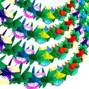 2-20 pezzi ghirlanda tropicale decorazioni per feste hawaiane carta velina fiore di ibisco banner estivo per Luau Moana Party Jungle Decor 1