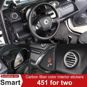 Per Smart Brabus 451 Fortwo Colore fibra di carbonio Adesivi interni auto Set completo Decorazione Accessori per la modifica del volante 1