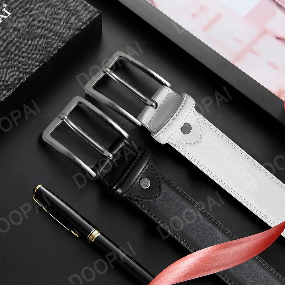 Cintura da lavoro da uomo premium in pelle bovina a doppio strato con fibbia ad ago con fibbia in metallo regolabile, disponibile in più colori 5