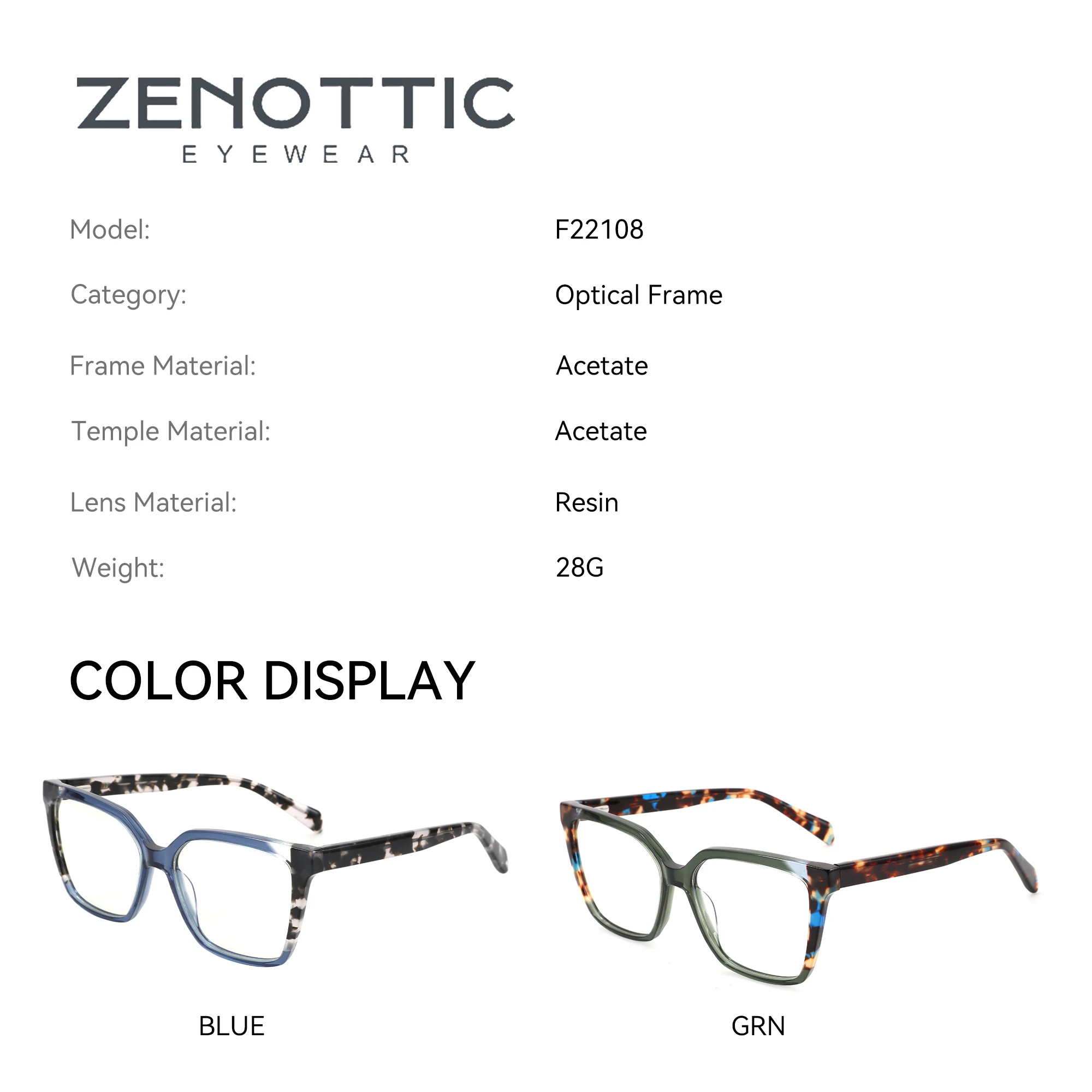 ZENOTTIC (taglia S) 2025 Nuovi arrivi Occhiali da vista quadrati Occhiali ottici Cateye in acetato fatti a mano per le donne 4