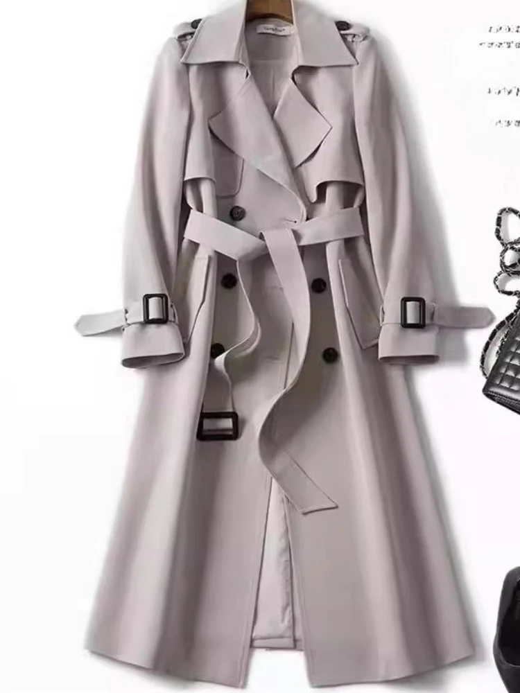 Primavera Autunno Novità nella giacca a vento da donna alla moda a maniche lunghe con allacciatura elegante cappotto giacca a vento per pendolari con temperamento 3