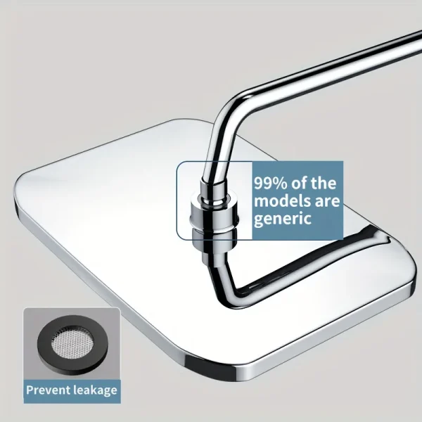 Soffione doccia a pioggia ad alta pressione in ABS da 12 pollici, bagno 360 ° Accessori da bagno per risparmio idrico con ugello anti-intasamento ad angolo regolabile 5