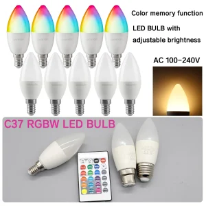 1-10PCS RGB E14 Lampadina LED a candela 24 tasti telecomando dimmerabile 6W AC220V 110V cambiamento colorato per camera da letto soggiorno lampada 1