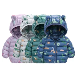 Cappotti con cappuccio Dinosauro cartone animato Giacche leggere Capispalla autunnale Bambini Ragazze Ragazzi Bambino Inverno Caldo Moda Abbigliamento casual 1
