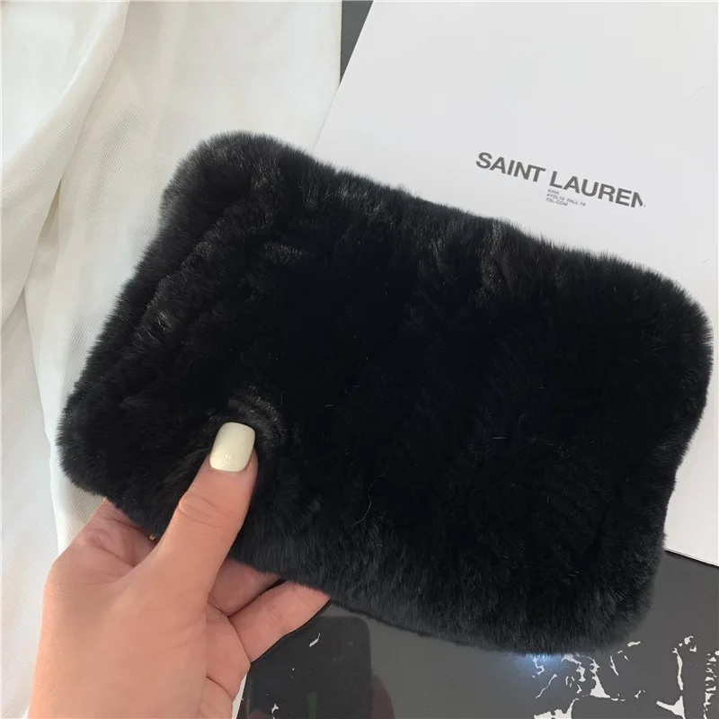 Sciarpa di pelliccia elasticizzata fatta a mano in vera pelliccia da donna lavorata a maglia vera pelliccia di coniglio Rex fasce per ragazze anello di pelliccia naturale cappuccio sciarpe snood inverno 5