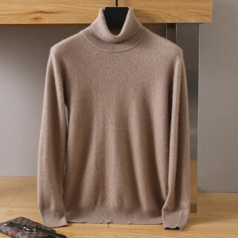 Dolcevita da uomo 100% visone maglione di cashmere da uomo 2025 autunno e inverno maglione lavorato a maglia allentato di grandi dimensioni tenere al caldo top da uomo maglione 4