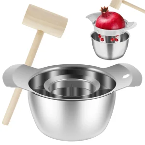 3 pezzi in acciaio inossidabile melograno sbucciatrice pulpa separatore cucina frutta verdura strumento con ciotola martello di legno accessorio 1
