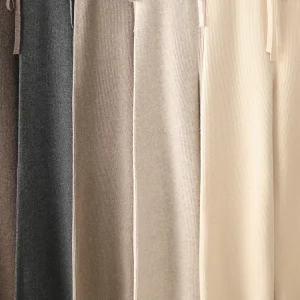 Pantaloni larghi in lana da donna chic Vita elastica in cashmere a righe Autunno Inverno 100% lana merino Maglieria Pantaloni casual semplici 1