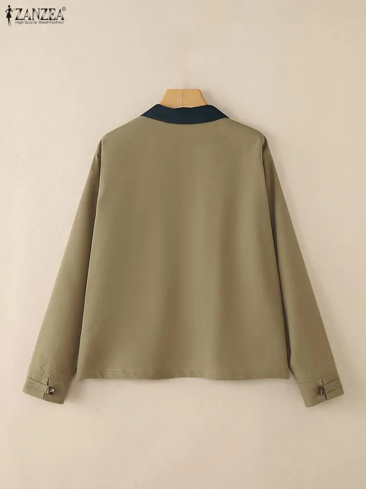 2025 Donne alla moda Giubbotti ZANZEA Autunno Cappotti Donna Cerniera Outwear Risvolto Collo Manica lunga Giubbotti Casual Pactwork OL Cappotti da lavoro 5