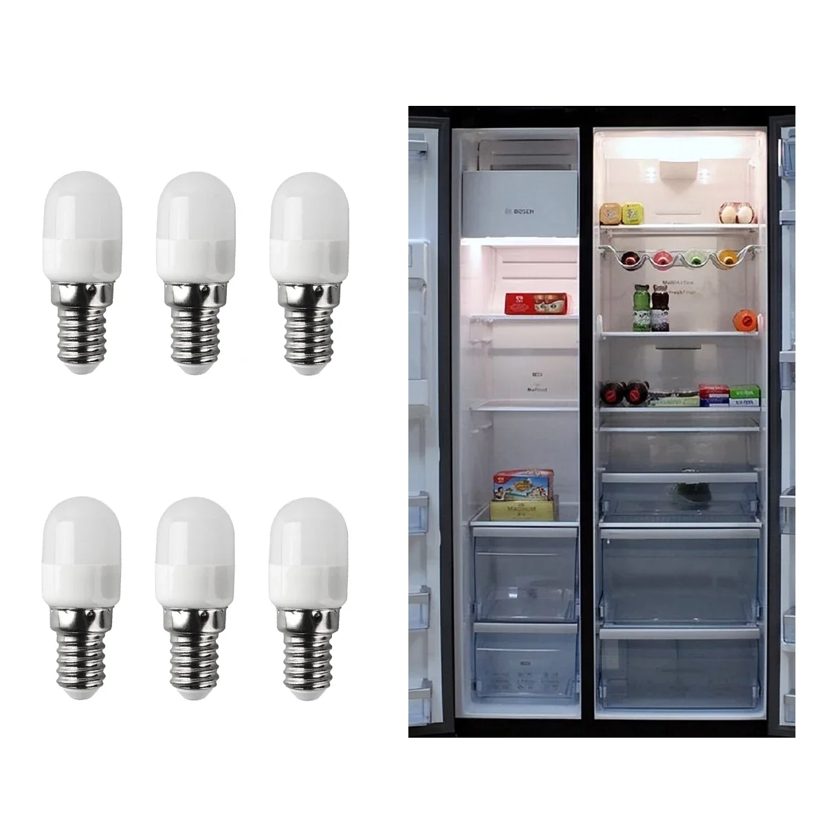 5/10 pz 2025 Moda Offerta Speciale Camera Da Letto Lampara Mini Led 3000 K/4000 K/6000 k E14 1.5 w 220 v Smd 2835 Lampada Frigo Luce 6