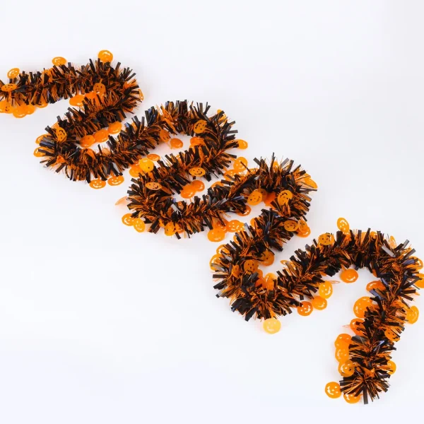Nastro decorativo per Halloween da 2 m: barra colorata zucca e pipistrello, ghirlanda fai da te per casa stregata per l'atmosfera della festa spettrale 3