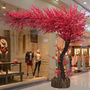 Albero di fiori di pesco, albero di fiori di ciliegio, fiore finto di acero rosso, esposizione di hotel per matrimoni, decorazione del soggiorno 1