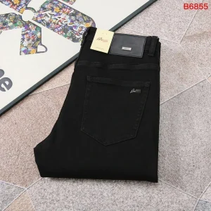 OECHSLI Jeans in cotone spesso da uomo 2025 Autunno Inverno nuovo ricamo elastico a vita media moda taglia 29-42 Pantaloni 1