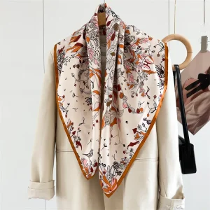 2025 Primavera 100% Sciarpa di seta Fazzoletto da collo Cravatta per sciarpe da donna alla moda 88x88 cm 1