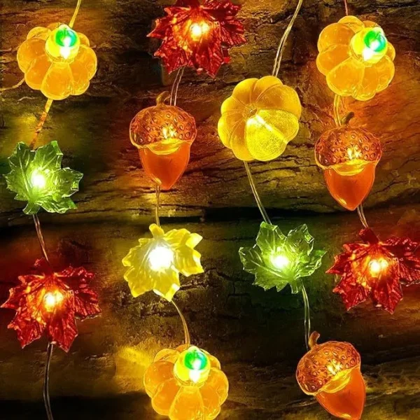 1/3m Zucca di Halloween Foglia d'acero Led Fata Stringa di luce Decorazione natalizia Lampada Fantasma Festival Atmosfera Layout Luci 2025 3