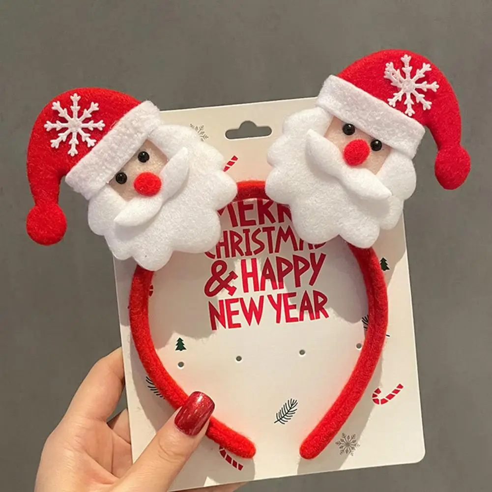 Fascia per capelli natalizia fiocco per l'orecchio decorazioni per babbo natale elastico primavera vestibilità regolare fascia stretta accessori per capelli per foto per feste di capodanno 3