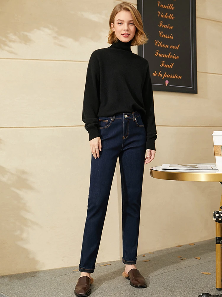 AMII Minimalismo Jeans da donna 2022 Autunno Piedi sottili Moda Casual All-match Cotone Leggero Strech Pantaloni alla caviglia 12260078 6