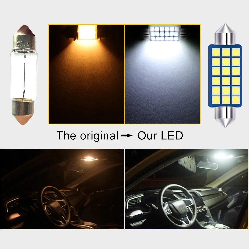 Per BMW Serie 3 E36 E46 M3 E90 E91 Berlina Auto da turismo Lampadine a LED Cupola interna Lampada da lettura Specchio cosmetico Tronco Luce Accessori 4