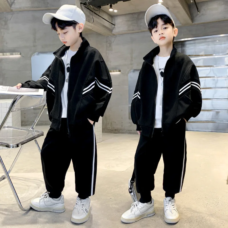 Primavera Autunno Adolescente Ragazzi Vestiti Abiti Bambini New Fashion Cappotto con cerniera + Pantaloni 2 pezzi Abiti Tuta per bambini 4 6 8 10 12 anni 5