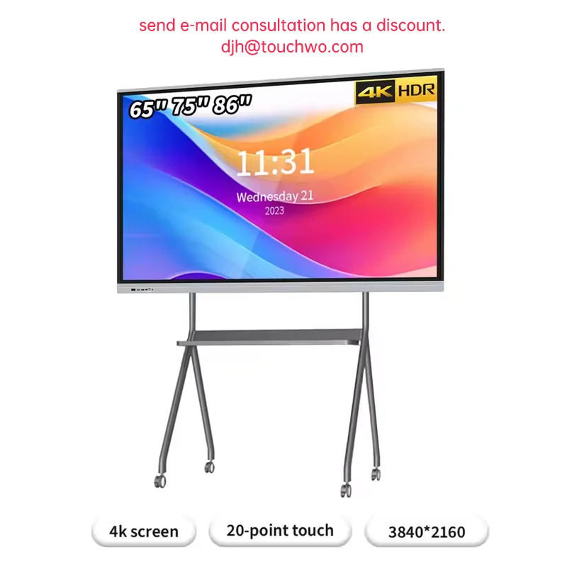 65 75 Smart TV da 86 pollici per aula e conferenze, lavagna elettronica digitale Scheda interattiva touch screen HD 4K su ruota 1