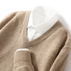 2025 Autunno Inverno da uomo 100% lana merino con scollo a V pullover casual business maglione versatile confortevole morbido abbigliamento interno lavorato a maglia 1