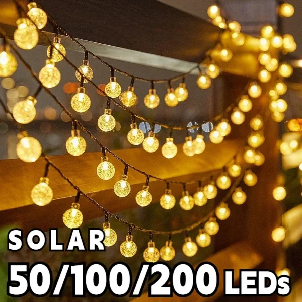 Nuovo globo di cristallo solare LED luci della stringa LED luce solare esterna IP65 fata luce ghirlanda di nozze per la decorazione della festa in giardino 2