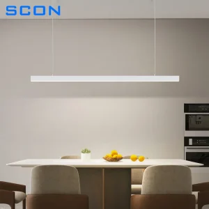 SCON Lampade a sospensione moderne lineari Illuminazione a striscia lunga a LED minimalista per tavolo da pranzo Lampada a sospensione con cavo per ufficio Lustre 1