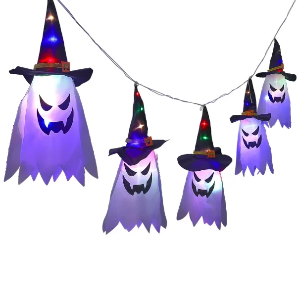 Decorazione di Halloween Ciondolo Cortile esterno Grondaia Ringhiera Appesa Mago Cappello da fantasma Lampada a sospensione a LED Bar di casa Puntelli horror 5