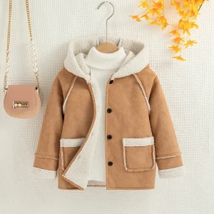 Felpa con cappuccio da ragazza monopetto manica lunga top autunno inverno cappotto caldo casual capispalla quotidiano per bambini 1