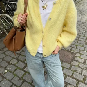 Tossy Casual Maglione lavorato a maglia Cardigan per le donne Solido allentato Autunno 2025 Nuovo top coat interno Vestiti a costine Maglieria femminile Cardigan 1