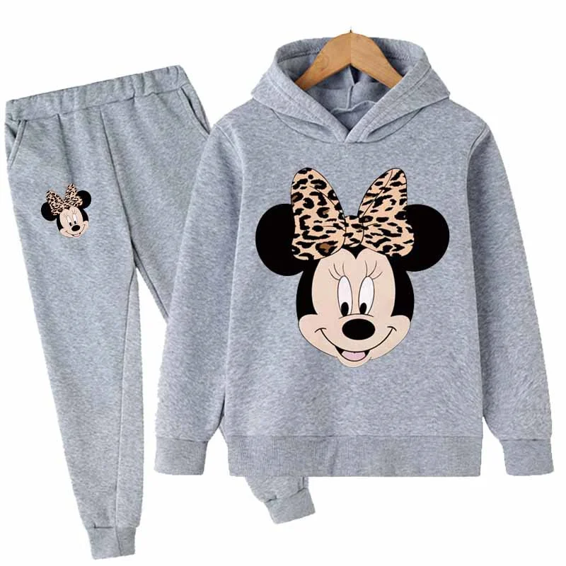 Autunno Topolino Minnie Stampa Ragazze Felpe con cappuccio + pantaloni Vestito Casual Bambini Manica lunga Abbigliamento per bambini Vestiti 2 pezzi Set Tuta 5