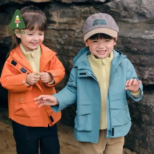 Amila Giacca per bambini 2024 Autunno Nuovi ragazzi e ragazze Giacca per bambini casual allentata calda con cappuccio semplice tinta unita di alta qualità 1