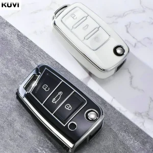 Chiave dell'automobile Caso Della Copertura Borsette Fob Per VW Volkswagen Golf Polo Tiguan Magotan Passat Seat Leon Altea Ateca Skoda Kodiaq Superb Octavia 1