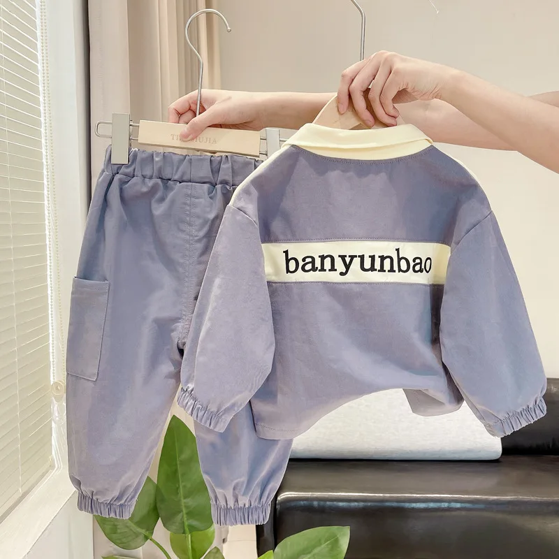 Vestito causale primaverile Neonati maschi Strisce di cartone animato Camicia Pantaloni 2 pezzi / set Abbigliamento per bambini Abbigliamento sportivo per bambini 0-5 anni 4