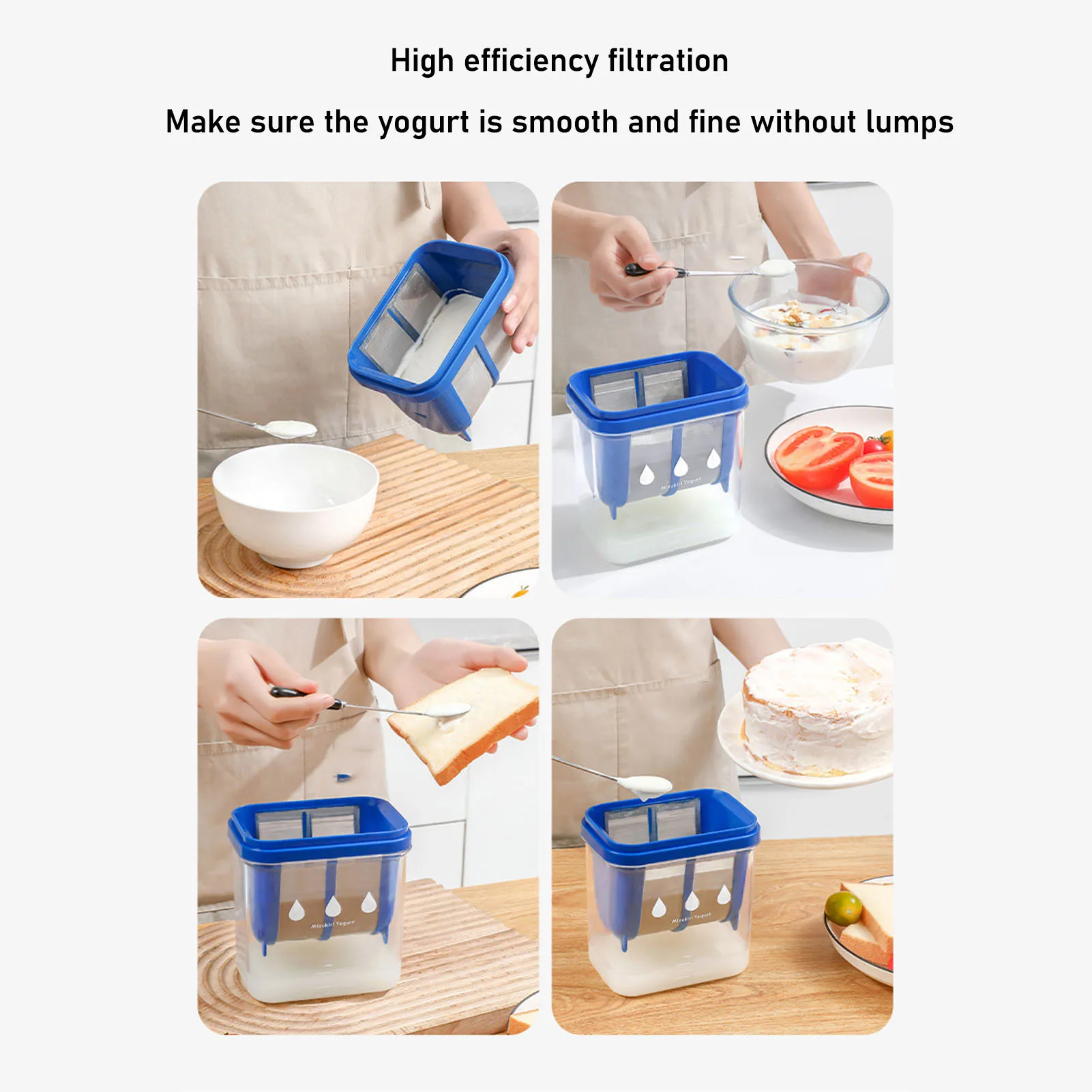 Yogurtiera greca Filtro per yogurt Filtrazione efficiente come resina Acciaio inossidabile Separatore di siero di latte di grande capacità Filtro per yogurt 3