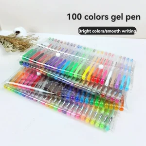 Penna gel a 100 colori metallizzato/lucente/fluorescente/inchiostro a colori pastello 0,5 mm Strumento di scrittura Kawaii Forniture per ufficio scolastico di cancelleria 1