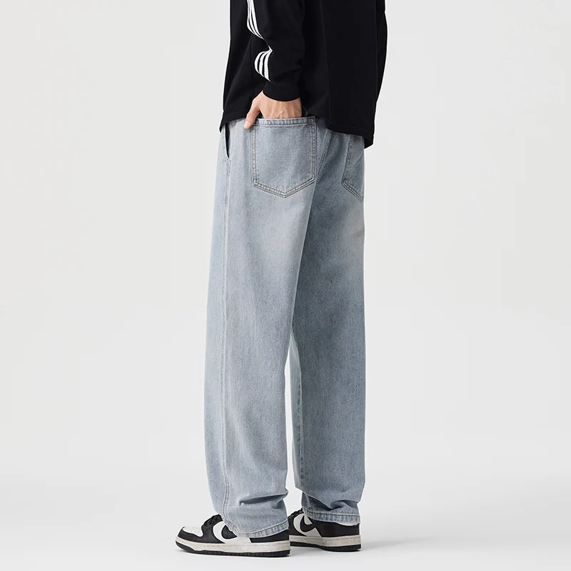 Jeans larghi a gamba larga stile vintage con coulisse da uomo 2025 Pantaloni casual comodi alla moda autunno inverno taglie forti 4XL 6