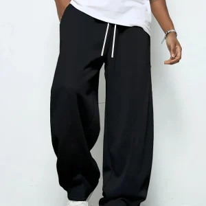 Pantaloni da jogging sportivi pesanti e traspiranti da uomo con coulisse elastica in vita pantaloni casual dritti larghi pantaloni maglione da uomo spessi 1