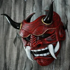 Fantasma giapponese Hannya Maschera per travestimento di Halloween Prajna Mezza faccia Maschere Samurai 1