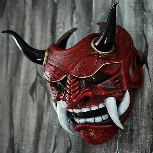 Fantasma giapponese Hannya Maschera per travestimento di Halloween Prajna Mezza faccia Maschere Samurai 1