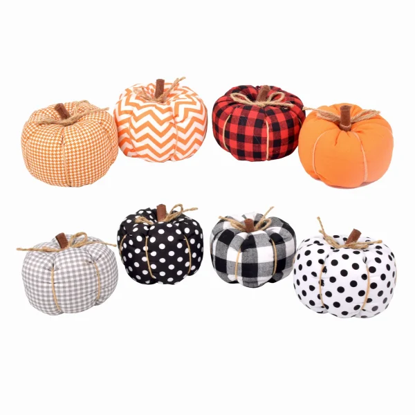 Decorazione di zucca in tessuto per il Ringraziamento da 4 pezzi, mini ornamento di zucca artistica di Halloween, decorazione del centro del tavolo da pranzo 5