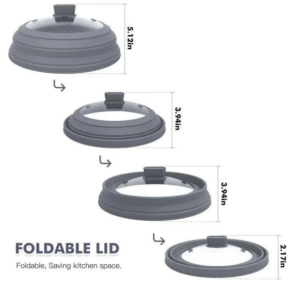 Copertura per schizzi a microonde coperchio in vetro coperchio di protezione per schizzi Silicone pieghevole per coperchio per pentole per alimenti coperchio per piatti 10.5in utensili da cucina 4