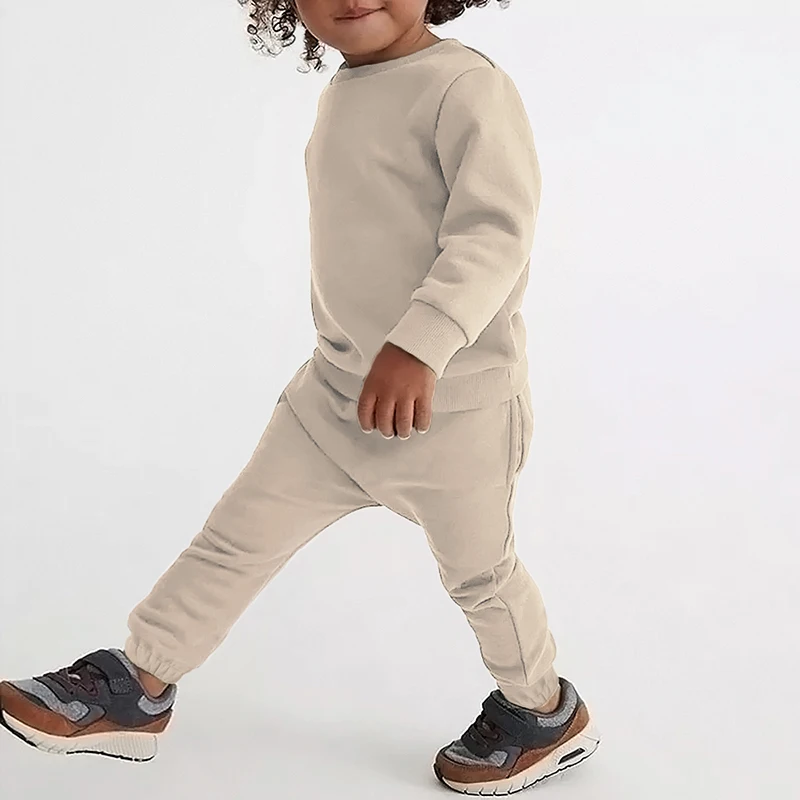 2025 nuovi arrivi bambine abbigliamento tuta 2 pezzi set caldo pile pianura top felpa + pantaloni loungewear vestito per bambini 3
