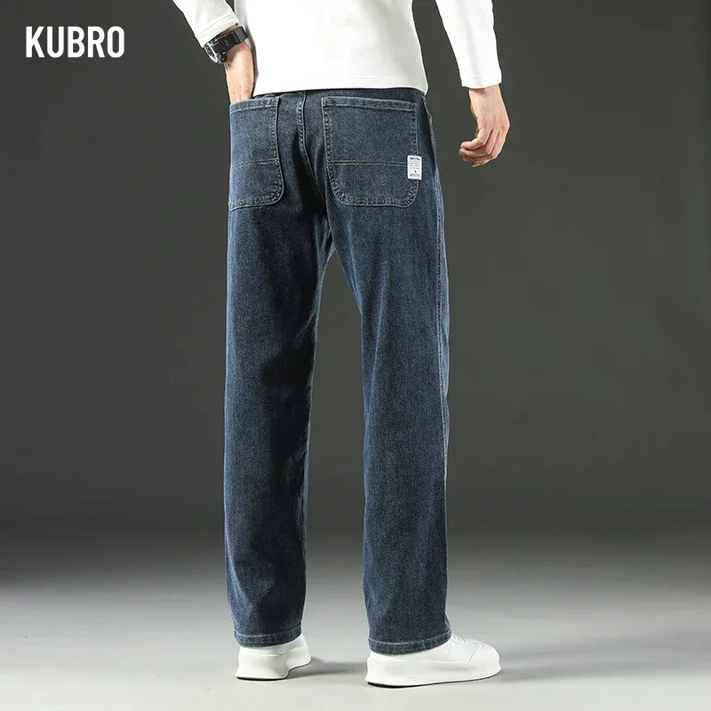 KUBRO 2025 Nuovi jeans da uomo autunno e inverno larghi comodi dritti business casual versatili pantaloni da lavoro a gamba larga 3