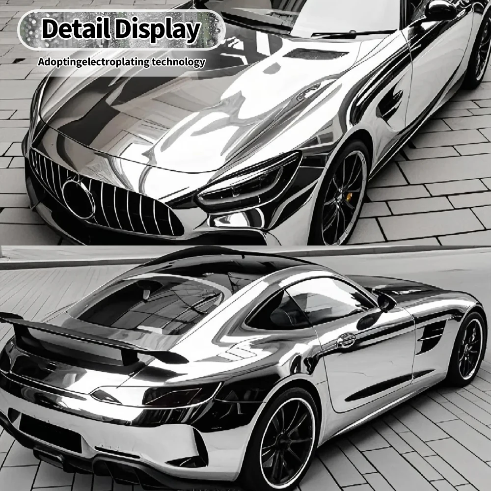 PET estensibile argento cromato pellicola in vinile foglio avvolgente adesivi per avvolgere l'auto accessori per auto tuning per moto pellicola per specchio cromato 6