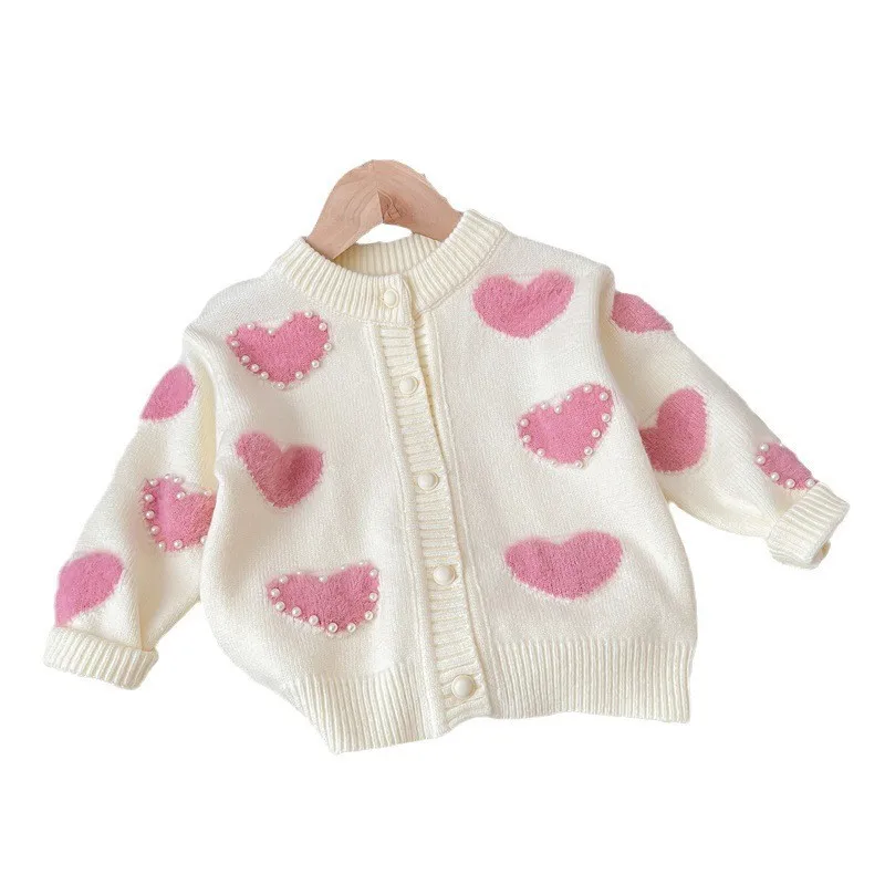 Cardigan lavorato a maglia da ragazza in stile coreano - Maglione primaverile per bambini con fiocco, top in lana calda e carina per i più piccoli, vestiti invernali per bambina 5