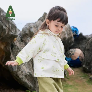 Amila Giacca per bambini 2024 Autunno Nuovi ragazzi e ragazze Outdoor Giacca per bambini calda allentata con cappuccio a tre prove Cartoon Full Print 1