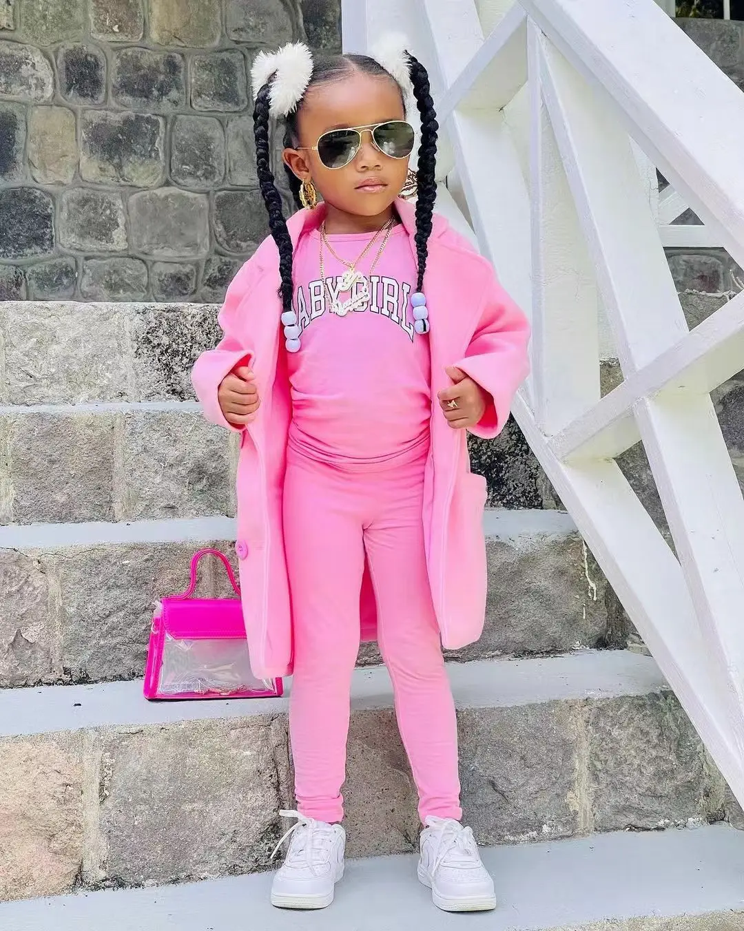 Autunno inverno giacche da ragazza cappotto Casual t-shirt pantaloni attillati 3 pezzi Set cappotto lungo caldo abbigliamento per bambini vestiti per ragazze per 3 4 5 6 7 2